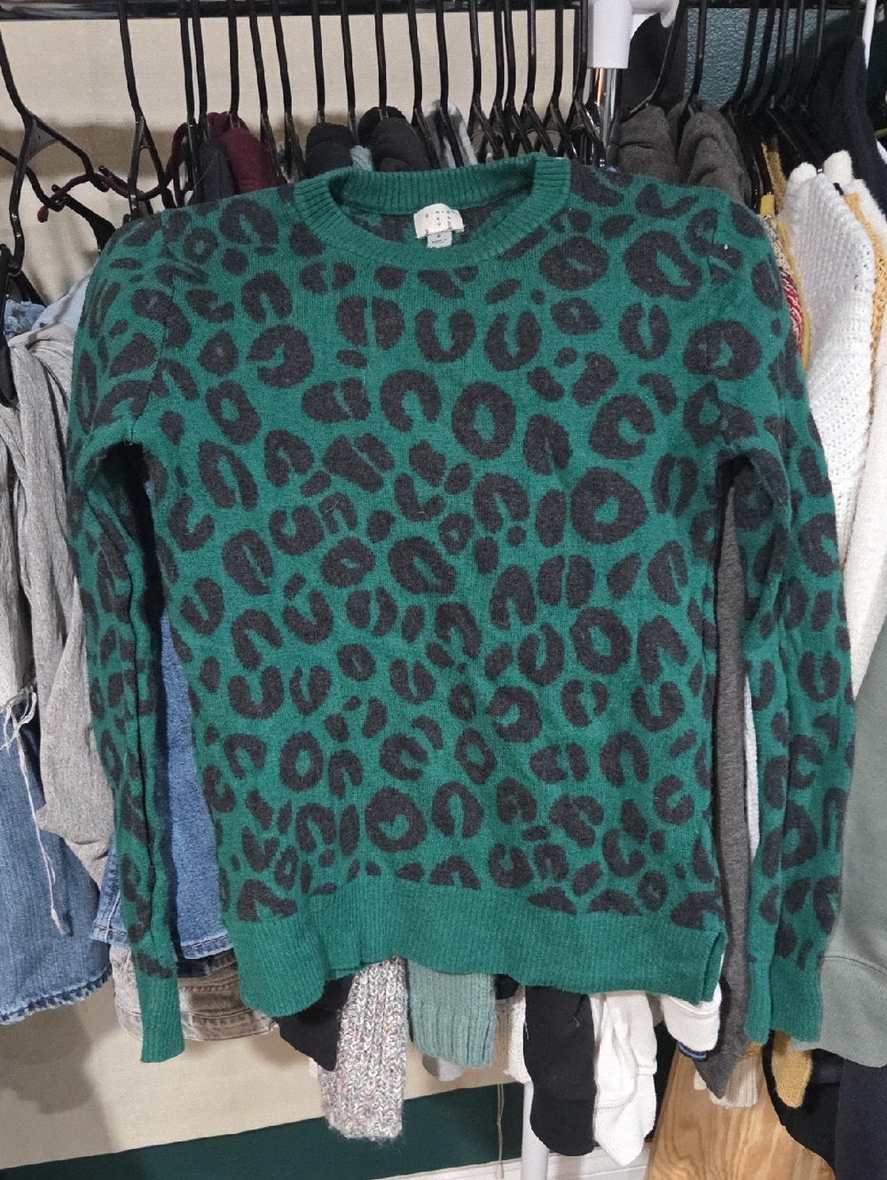 Green Leopard Print Sweater - A New Day - Size Small